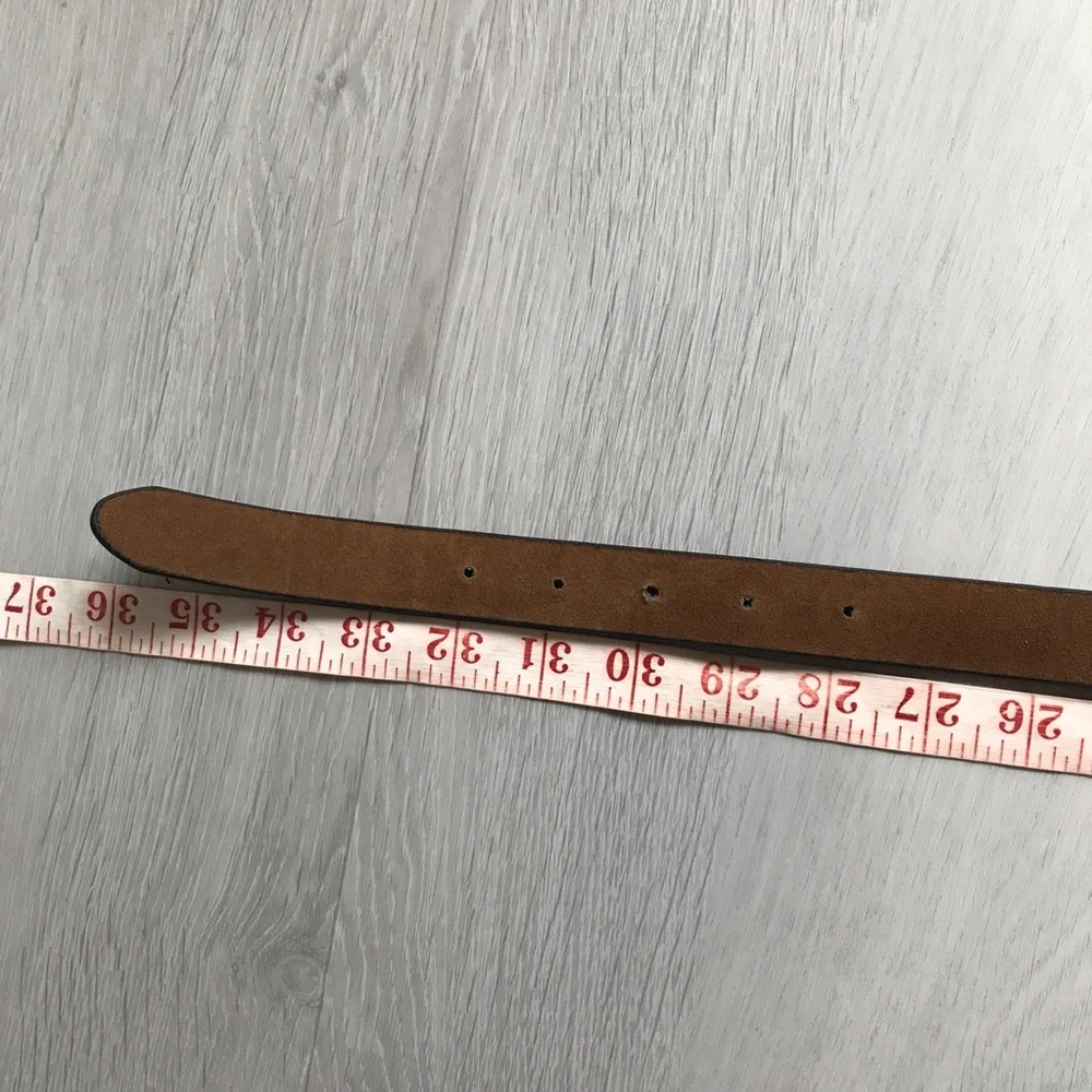 ELUFA BROWN LEATHER CASUAL BASIC BLANK BELT WOMENS SMALL